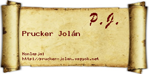 Prucker Jolán névjegykártya